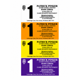 Gun Stand Cards numbered 1-10 (set of 8) White, Yellow, Purple and Orange