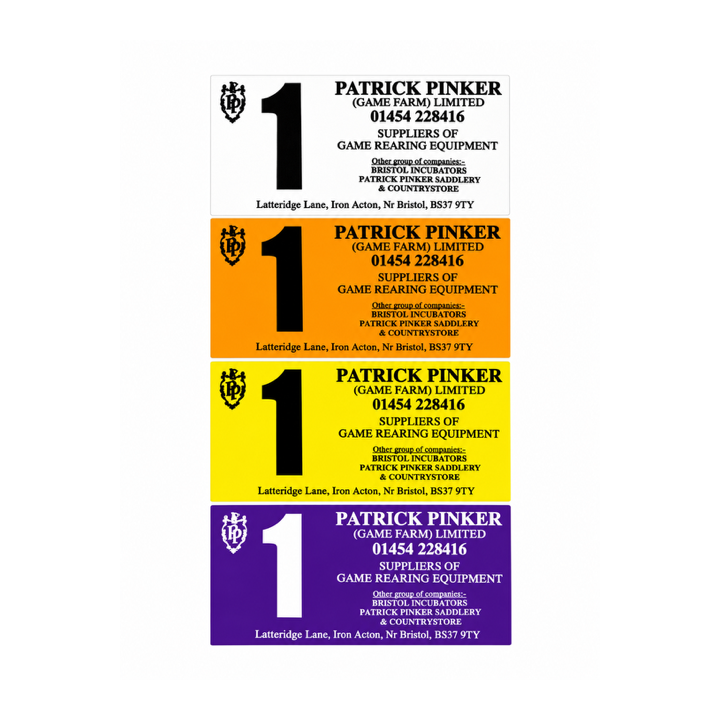 Gun Stand Cards numbered 1-10 (set of 8) White, Yellow, Purple and Orange